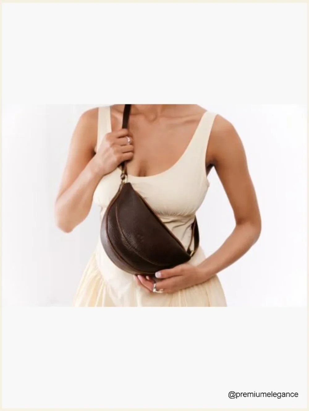 Full-Grain Leather Sling Bag with Adjustable Strap